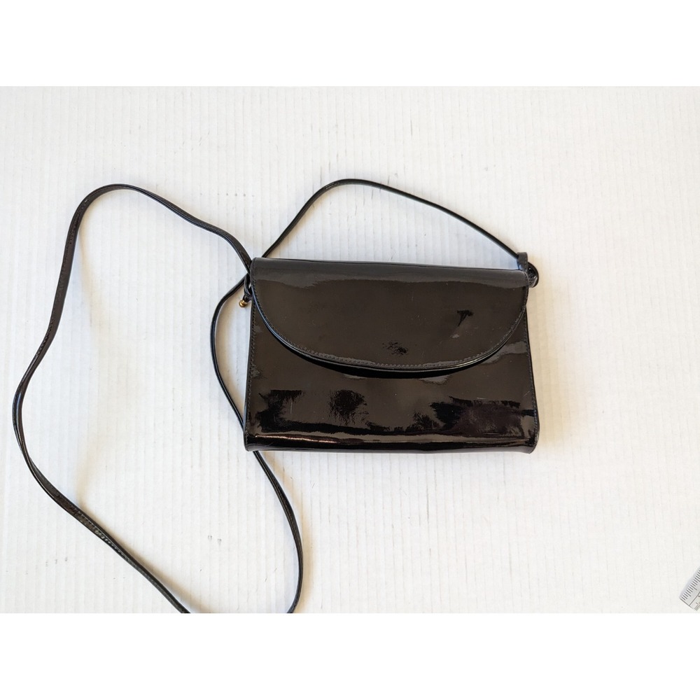 VTG Koret Korettalak Black Patent Leather Flap Cross-body Shoulder Bag or Clutch